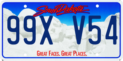 SD license plate 99XV54