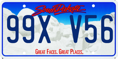 SD license plate 99XV56