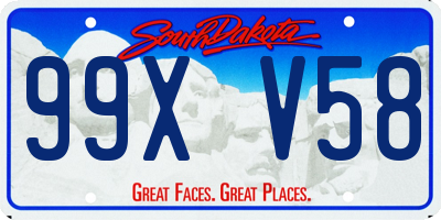 SD license plate 99XV58