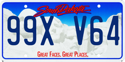 SD license plate 99XV64