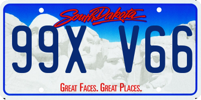 SD license plate 99XV66