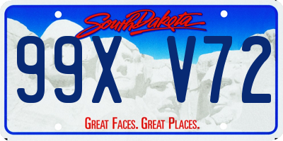 SD license plate 99XV72