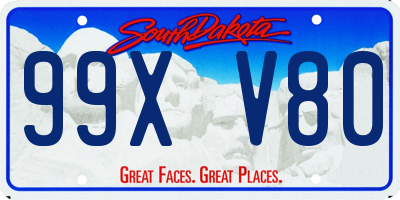 SD license plate 99XV80