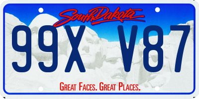 SD license plate 99XV87