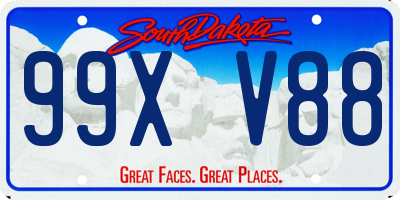 SD license plate 99XV88