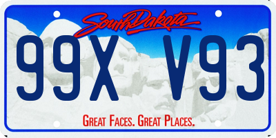 SD license plate 99XV93