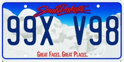 SD license plate 99XV98