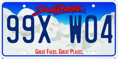 SD license plate 99XW04