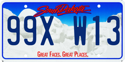 SD license plate 99XW13