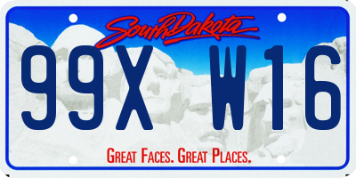 SD license plate 99XW16