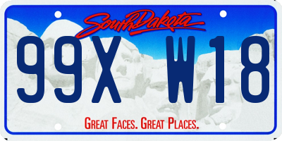 SD license plate 99XW18