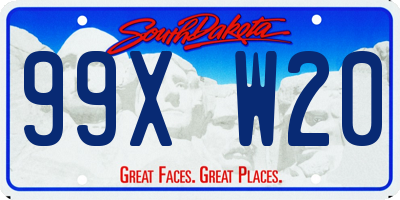 SD license plate 99XW20