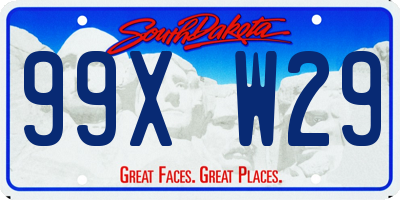 SD license plate 99XW29