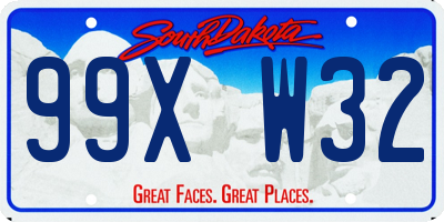 SD license plate 99XW32