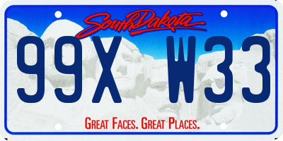 SD license plate 99XW33