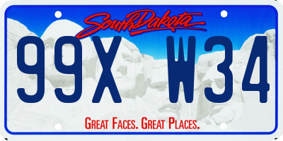 SD license plate 99XW34