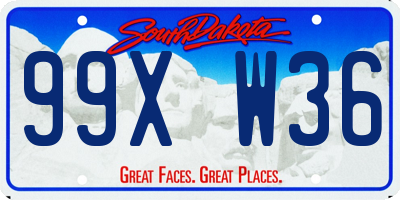 SD license plate 99XW36