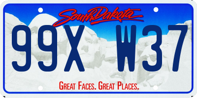 SD license plate 99XW37