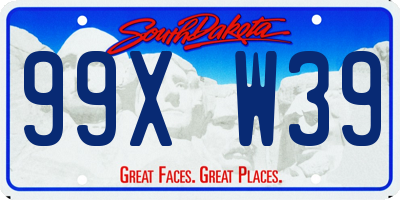 SD license plate 99XW39