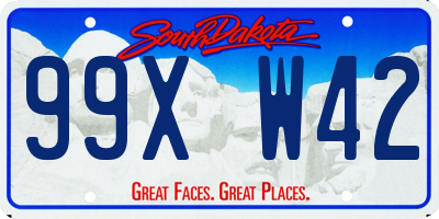 SD license plate 99XW42