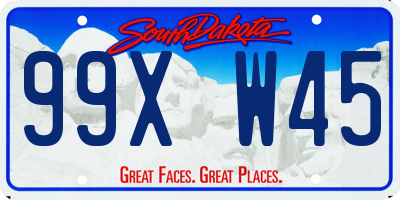 SD license plate 99XW45