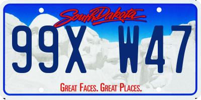 SD license plate 99XW47