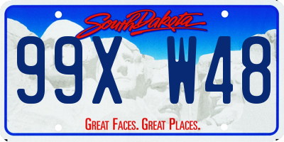 SD license plate 99XW48