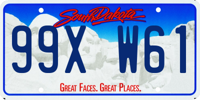 SD license plate 99XW61