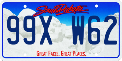 SD license plate 99XW62