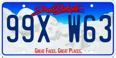 SD license plate 99XW63