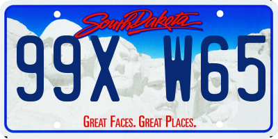 SD license plate 99XW65