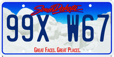 SD license plate 99XW67