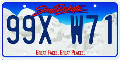 SD license plate 99XW71