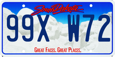 SD license plate 99XW72