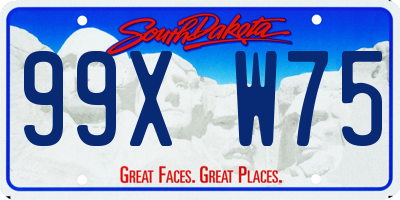 SD license plate 99XW75