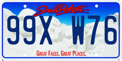 SD license plate 99XW76