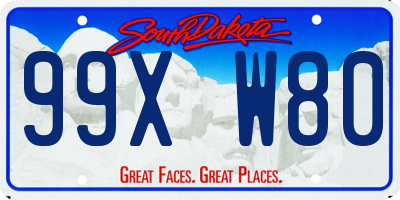 SD license plate 99XW80