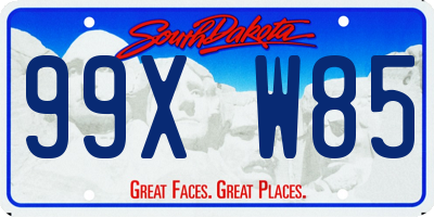 SD license plate 99XW85