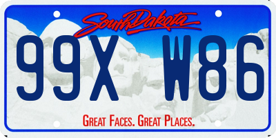 SD license plate 99XW86