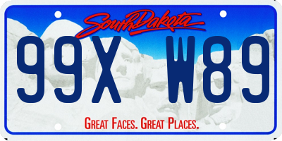 SD license plate 99XW89