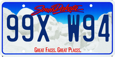 SD license plate 99XW94