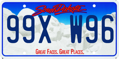 SD license plate 99XW96