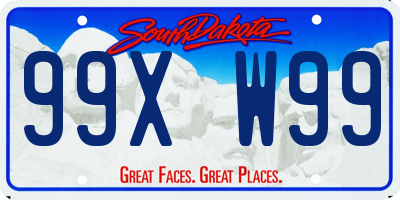 SD license plate 99XW99