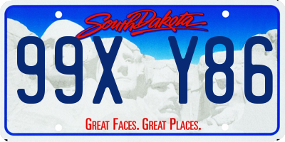 SD license plate 99XY86