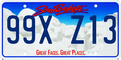 SD license plate 99XZ13