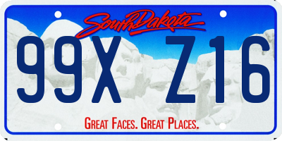 SD license plate 99XZ16