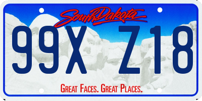SD license plate 99XZ18