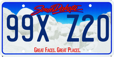 SD license plate 99XZ20