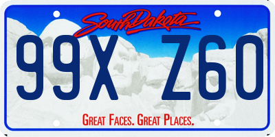 SD license plate 99XZ60