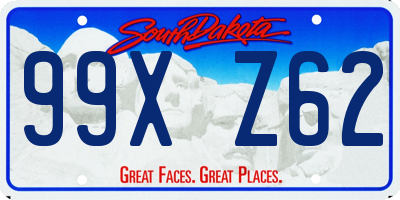 SD license plate 99XZ62